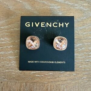 Givenchy Rose Gold-Tone Radiant Shape Pink Crystal Earrings